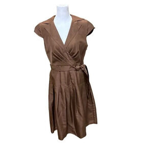 Talbot’s Brown 100% Silk Midi Wrap Dress Size 8